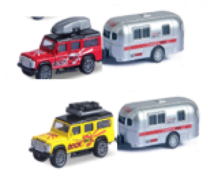23cm Boxed Die-Cast 4x4 Retro Caravan