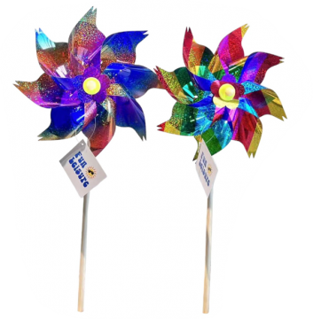 24cm 2 Asst Rainbow Foil Windmill
