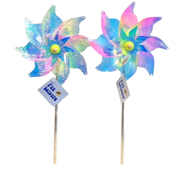 24cm 2 Asst Tie-Die Pastel Foil Windmill