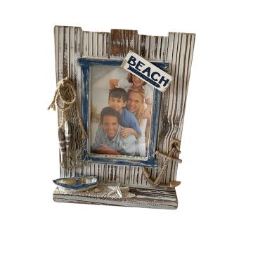 4 x 6" Rustic Drfitwood Harbour Scene Photo Frame