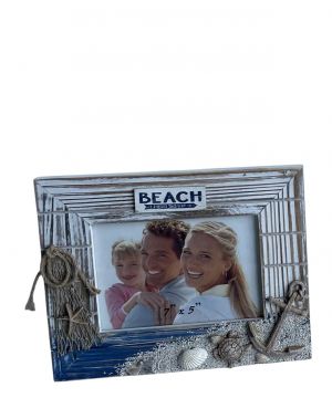 5" x 3.5" Rustic Driftwood Shell Photo Frame