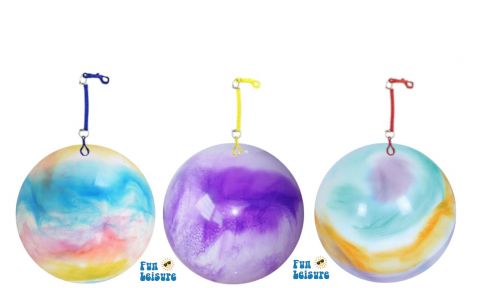 9" 3 Astd Marble Print Ball on Spring