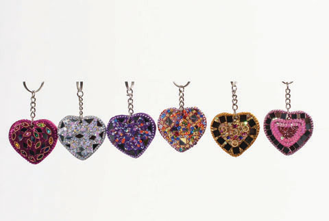 Astd. Glitter Heart Keyring