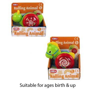 Roll Along Animals - 3 Astd 12 x 16 x 8cm Birth & Up