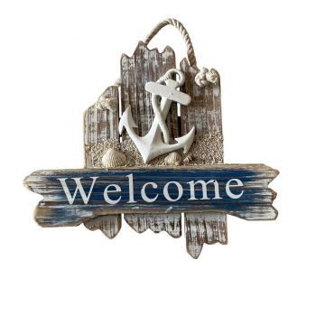 Rustic Driftwood Anchor Welcome Sign