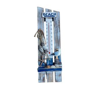 Rustic Driftwood Seagull Scene Thermometer