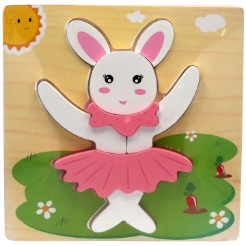 Wood Chunky Puzzle Ballerina Bunny