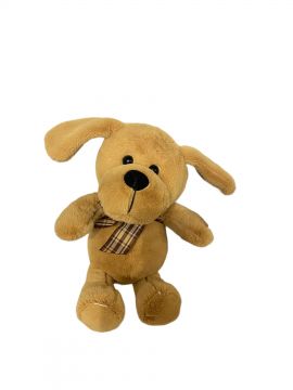 2 ASSTD 30cm Sitting Dog & Check Scarf