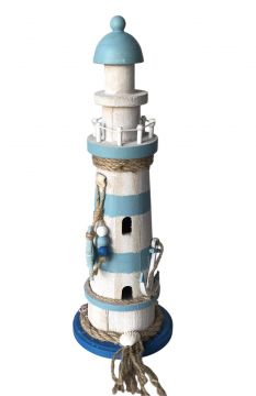 41cm Striped Driftwood Ligthhouse