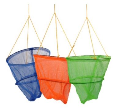 Coloured 3 Asstd 2 Ring Crab Drop Net with Line & Bait Bag