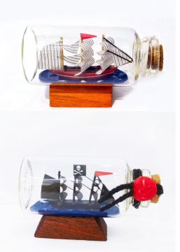 7cm 2 Astd Galleon Pirate Ship in Bottle