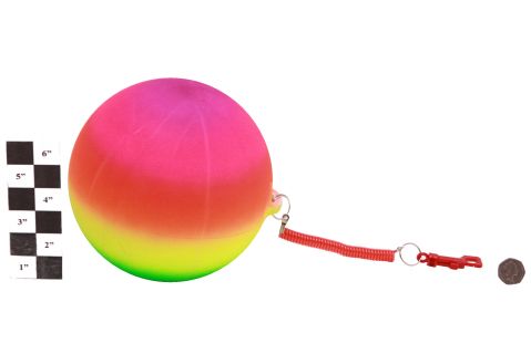 23cm / 9" Neon Rainbow Ball with Keychain