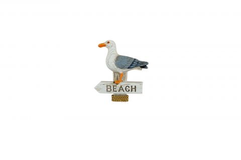 8cm Resin Seagull on Driftwood Stump Magnet