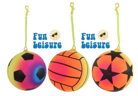 9" 3 Astd Neon Sports Style Ball on Spring