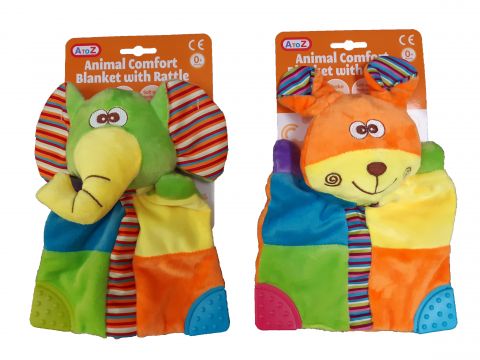 Animal Comfort Blanket 2 Astd Birth & Up