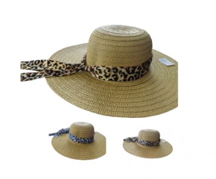 Ladies Straw Hat with Ribbon