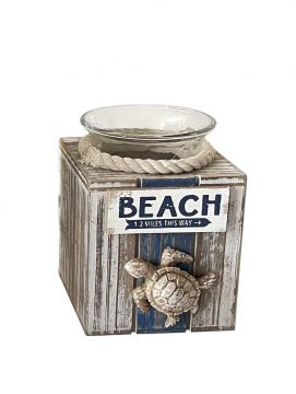 Rustic Driftwood Seagull Scene Tealight Holder