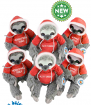3 Asst Plush Hooded Santa Sloth