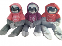 35cm 3 Asstd Love Heart Hodded Sloth