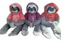 35cm 3 Asstd Love Heart Hodded Sloth