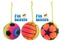 9" 3 Astd Neon Sports Style Ball on Spring
