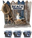 Rustic Driftwood Seagull Scene Set 4 Coasters