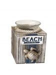Rustic Driftwood Seagull Scene Tealight Holder